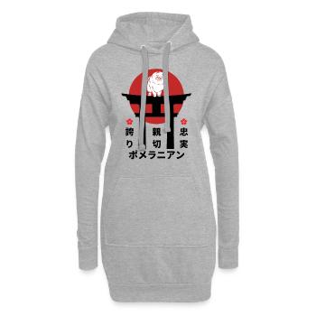 Zwergspitz Japan Kanji Stil Hundeliebhaber - Hoodie-Kleid - Grau meliert - Vorne