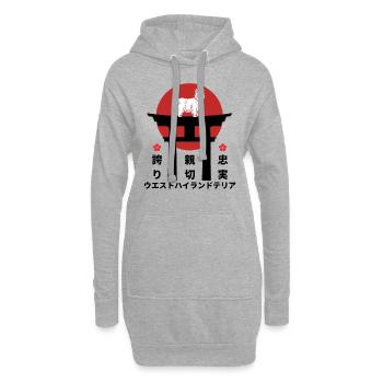 West Highland white Terrier Japan Kanji Stil - Hoodie-Kleid - Grau meliert - Vorne