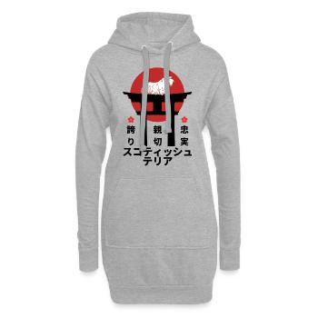 Scottish Terrier Japan Kanji Style pour l’amour du chien - Sweat-shirt à capuche long Femme - gris chiné - Devant