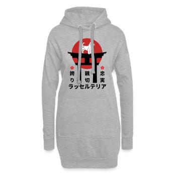 Russell Terrier Japan Kanji Style pour les amoureux des chiens - Sweat-shirt à capuche long Femme - gris chiné - Devant