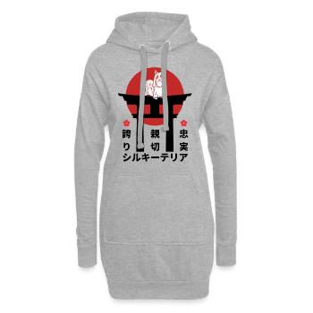 Silky Terrier Japan Kanji Style pour les amoureux des chiens - Sweat-shirt à capuche long Femme - gris chiné - Devant