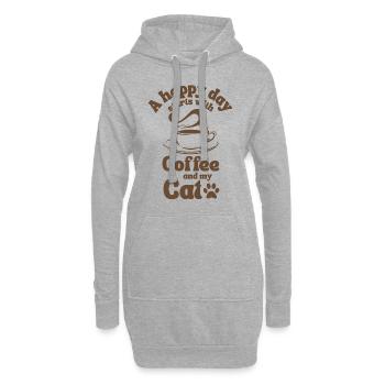 Amateur de chat de café - Sweat-shirt à capuche long Femme - gris chiné - Devant