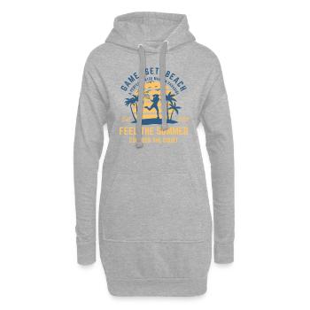 Tennis Frauen Tennis am Strand mit Sonnenuntergang - Hoodie-Kleid - Grau meliert - Vorne