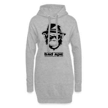 Bad Ape 02 (texte noir) - Sweat-shirt à capuche long Femme - gris chiné - Devant