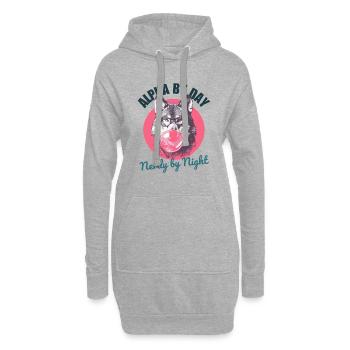 Wolf mit Kaugummi und Brille - Hoodie-Kleid - Grau meliert - Vorne