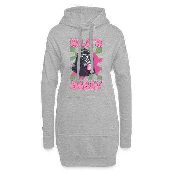 Gorille avec lunettes de soleil et chewing-gum rose - Sweat-shirt à capuche long Femme - gris chiné - Devant