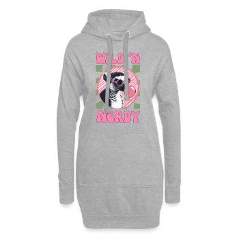 Lémurien avec lunettes de soleil et chewing-gum rose - Sweat-shirt à capuche long Femme - gris chiné - Devant