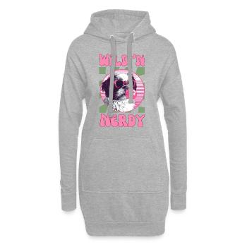 Shi Tzu avec lunettes de soleil et chewing-gum rose - Sweat-shirt à capuche long Femme - gris chiné - Devant