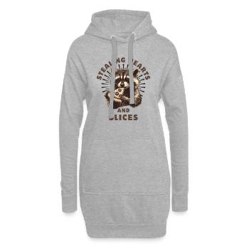 Raton laveur mangeant de la pizza - Sweat-shirt à capuche long Femme - gris chiné - Devant