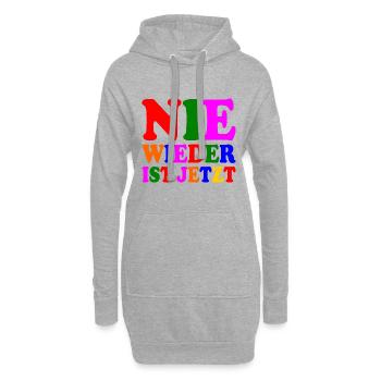 Nie wieder ist jetzt - Hoodie-Kleid - Grau meliert - Vorne