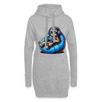 Drôle de paresseux de joueur avec des écouteurs - Sweat-shirt à capuche long Femme - gris chiné - Devant