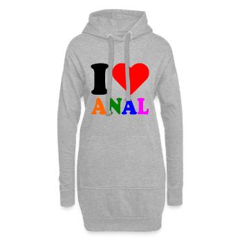 I love anal - Sweat-shirt à capuche long Femme - gris chiné - Devant
