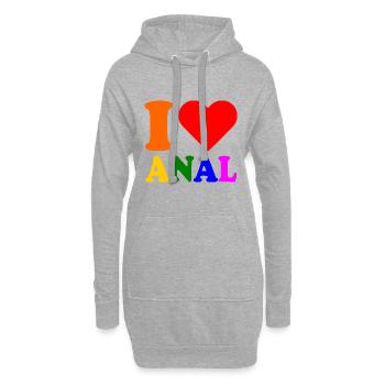 I love anal - Sweat-shirt à capuche long Femme - gris chiné - Devant