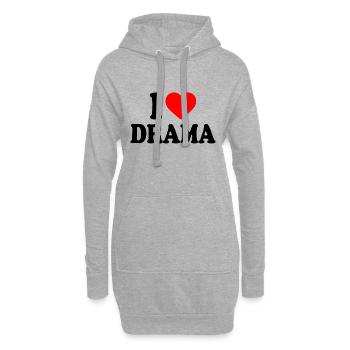 I love drama - Sweat-shirt à capuche long Femme - gris chiné - Devant