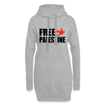 Free palestine - Sweat-shirt à capuche long Femme - gris chiné - Devant