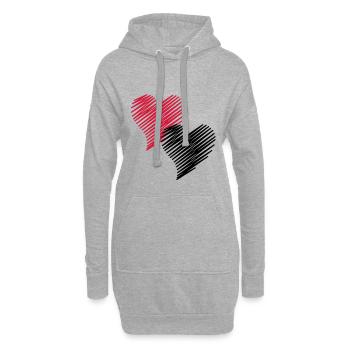2 Herzen - Hoodie-Kleid - Grau meliert - Vorne