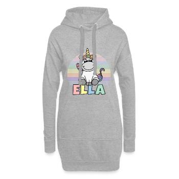 Nom de la licorne Ella - Sweat-shirt à capuche long Femme - gris chiné - Devant