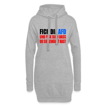 FCK AFD - Gegen Rechts - fuck afd - Hoodie-Kleid - Grau meliert - Vorne