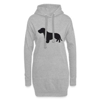 Rauhaardackel Silhouette - Hoodie-Kleid - Grau meliert - Vorne