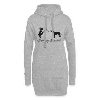 Boerboel mit Frau - Hoodie-Kleid - Grau meliert - Vorne