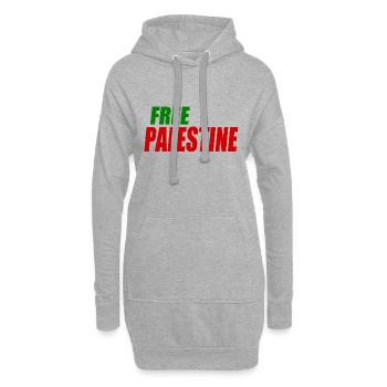 Free palestine - Sweat-shirt à capuche long Femme - gris chiné - Devant