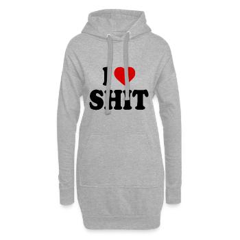 I love shit - Sweat-shirt à capuche long Femme - gris chiné - Devant
