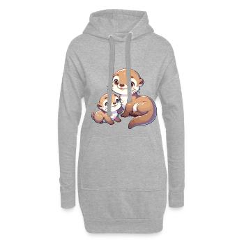 Mignon Illustration de la famille Otter - Drôle - Sweat-shirt à capuche long Femme - gris chiné - Devant