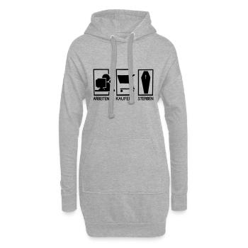 Arbeiten - Kaufen - Sterben - Hoodie-Kleid - Grau meliert - Vorne