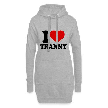 I love tranny - Hoodie-Kleid - Grau meliert - Vorne