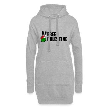 Free palestine - Sweat-shirt à capuche long Femme - gris chiné - Devant