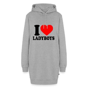 I love ladyboys - Hoodie-Kleid - Grau meliert - Vorne