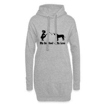 Boerboel mit Frau - Hoodie-Kleid - Grau meliert - Vorne