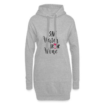 Save Water drink wine Rotwein Sprüche Geschenkidee - Hoodie-Kleid - Grau meliert - Vorne