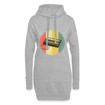 Kassette Retro Vintage - Hoodie-Kleid - Grau meliert - Vorne