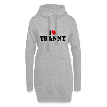 I love tranny - Hoodie-Kleid - Grau meliert - Vorne