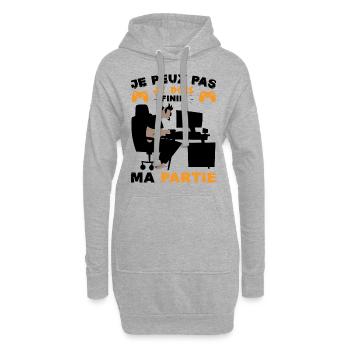 Attends Je Finis ma Partie Cadeau Humour Homme - Sweat-shirt à capuche long Femme - gris chiné - Devant