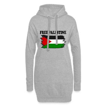 Free palestine - Sweat-shirt à capuche long Femme - gris chiné - Devant