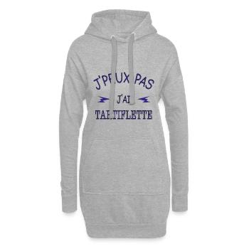 J'peux pas j'ai tartiflette - Sweat-shirt à capuche long Femme - gris chiné - Devant