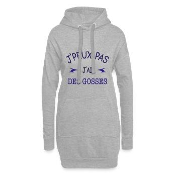 J'peux pas j'ai des gosses - Sweat-shirt à capuche long Femme - gris chiné - Devant