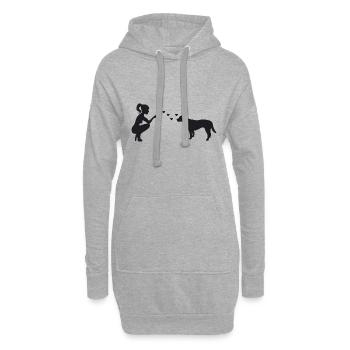Labrador mit Frau - Hoodie-Kleid - Grau meliert - Vorne