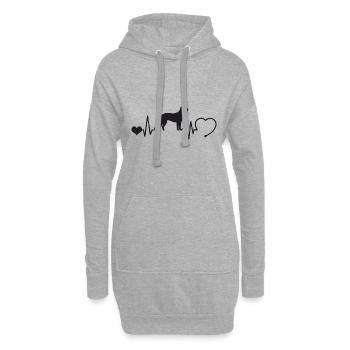 Bullmastiff mit Herzschlag - Hoodie-Kleid - Grau meliert - Vorne