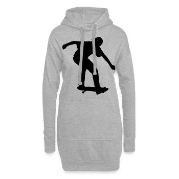 planche à roulette - Sweat-shirt à capuche long Femme - gris chiné - Devant
