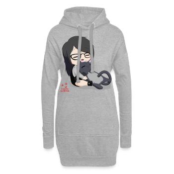 Anime chibi fille et neko - Sweat-shirt à capuche long Femme - gris chiné - Devant