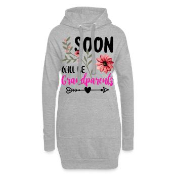 Bald werden wir Oma und Opa, Wir werden Großeltern - Hoodie-Kleid - Grau meliert - Vorne