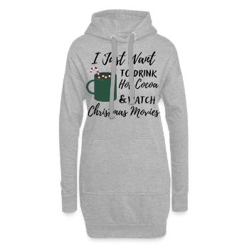 Ich will nur heißen Kakao & Weihnachtsfilm schauen - Hoodie-Kleid - Grau meliert - Vorne