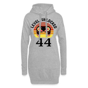 Level 44 unlocked 44 Geburtstag 44 Jahre alt - Hoodie-Kleid - Grau meliert - Vorne