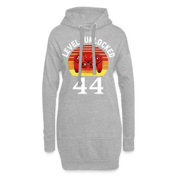 Level 44 unlocked 44 Geburtstag 44 Jahre alt - Hoodie-Kleid - Grau meliert - Vorne