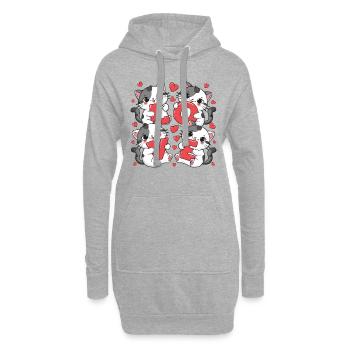 AMOUR Chats - Sweat-shirt à capuche long Femme - gris chiné - Devant