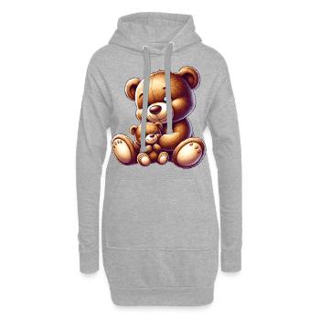 Maman ours mignonne avec bébé - Sweat-shirt à capuche long Femme - gris chiné - Devant
