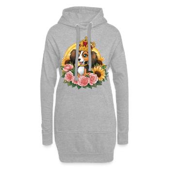 Sweet Nederlandse Kooikerhondje avec couronne, roses - Sweat-shirt à capuche long Femme - gris chiné - Devant